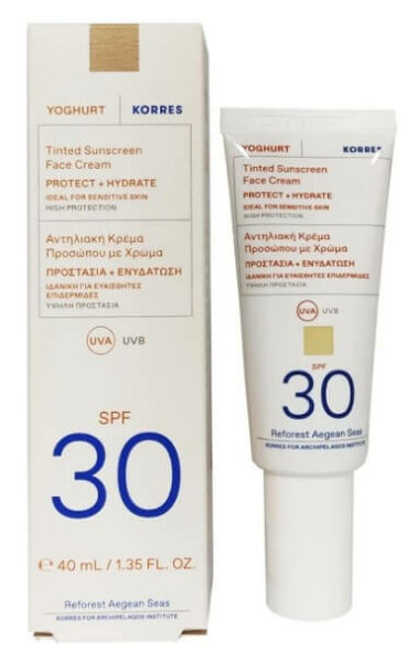 Korres Tinted Sunscreen Face Cream Protect & Hydrate Spf30