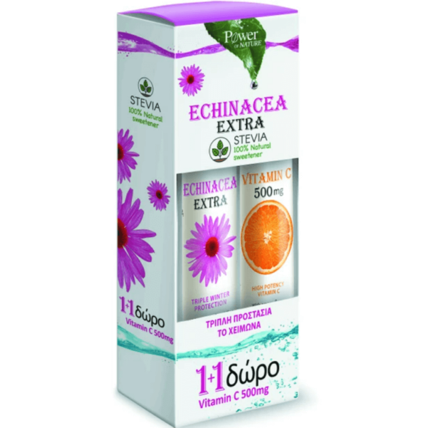 Power Health Echinacea Extra Stevia 24Effer.Tabs & Vitamin C 500mg 20Effer.Tabs 1+1