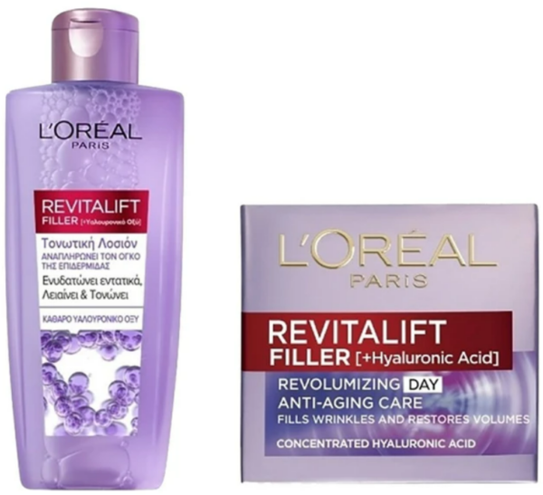 L'oreal Paris Πακέτο Προσφοράς Revitalift Filler Day Cream 50ml & L'oreal Paris Revitalift Filler Τονωτική Λοσιόν Προσώπου