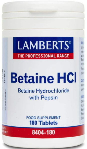 Lamberts Betaine HCI 324mgPepsin 5mg 180 tabs