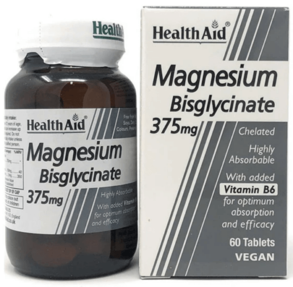 Health Aid Magnesium Bisglycinate 375mg & Vitamin B6