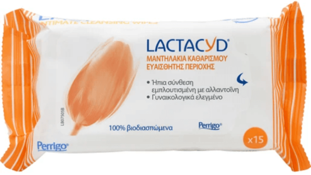 Lactacyd Moist Wipes Μαντηλάκια Καθαρισμού Ευαίσθητης περιοχής 15τμχ