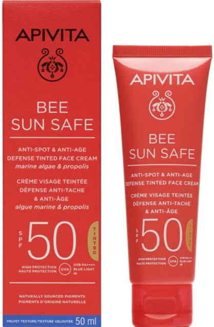 Apivita Bee Sun Safe Anti-Spot & Anti-Age Defence Face Cream Spf50 Tinted 50ml