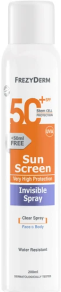 Frezyderm Sun Screen Invisible Spray Spf50+, 200ml
