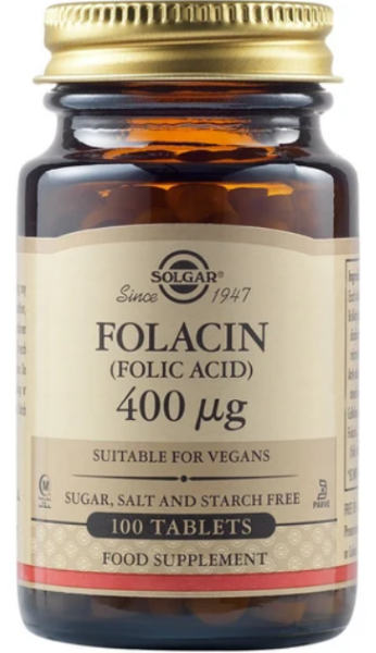 Solgar Folacin Folic Acid 400μg, 100tabs