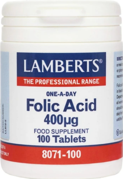 Lamberts Folic Acid 400μg, 100tabs