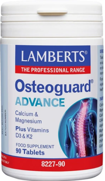 Lamberts Osteoguard Advance Calcium & Magnesium Plus Vitamins D3 & K2, 90tabs