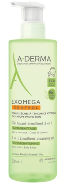 A-Derma Exomega Control 2in1 Anti-Scratching Emolient Cleansing Gel 500ml