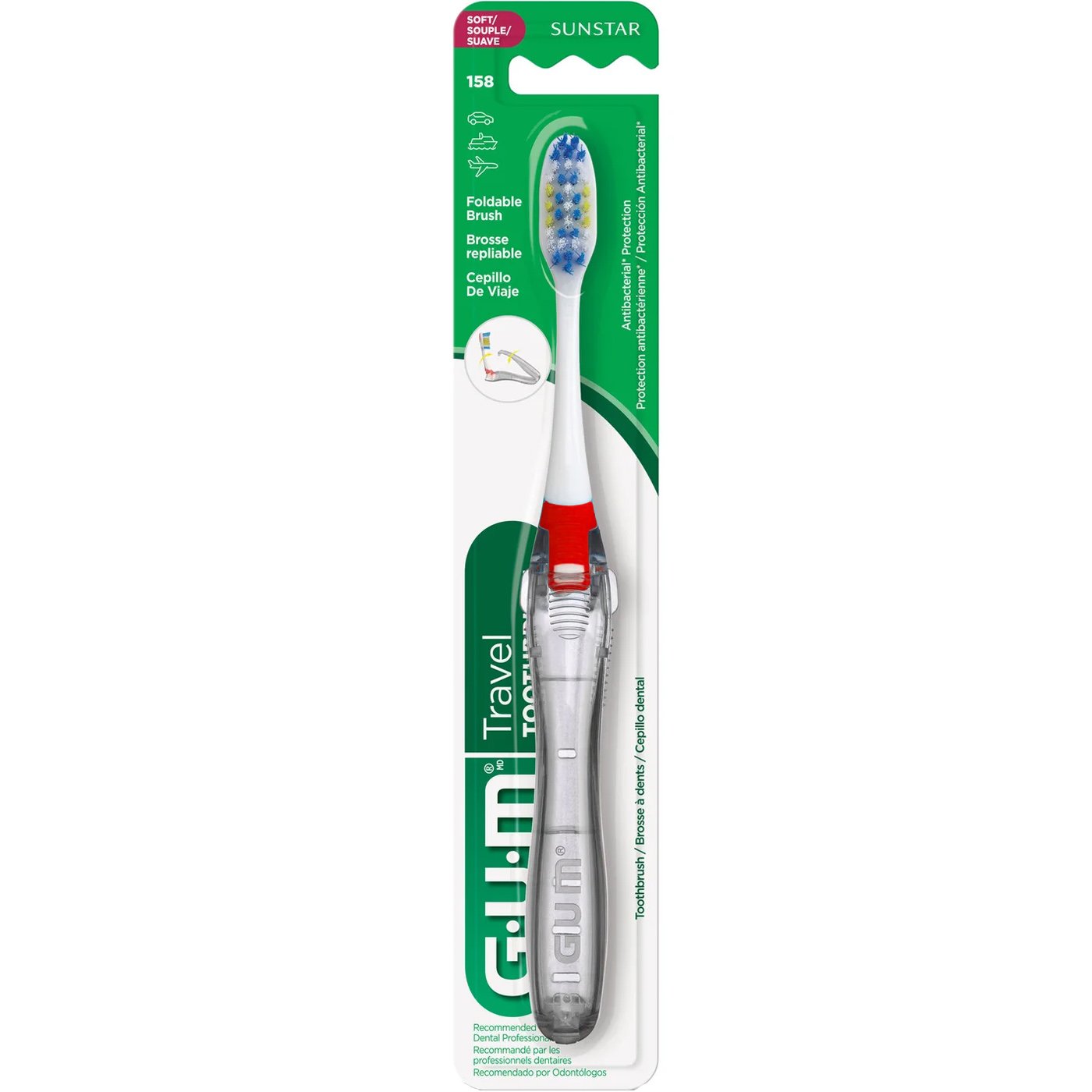 Gum Travel Soft Antibacterial Toothbrush Κωδ 158, 1 Τεμάχιο – Κόκκινο,Αναδιπλούμενη Μαλακή Οδοντόβουρτσα Κατάλληλη για Χρήση σε Ταξίδια με Αντιβακτηριακές Ιδιότητες