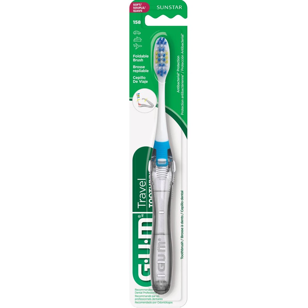 Gum Travel Soft Antibacterial Toothbrush Κωδ 158, 1 Τεμάχιο – Γαλάζιο,Αναδιπλούμενη Μαλακή Οδοντόβουρτσα Κατάλληλη για Χρήση σε Ταξίδια με Αντιβακτηριακές Ιδιότητες