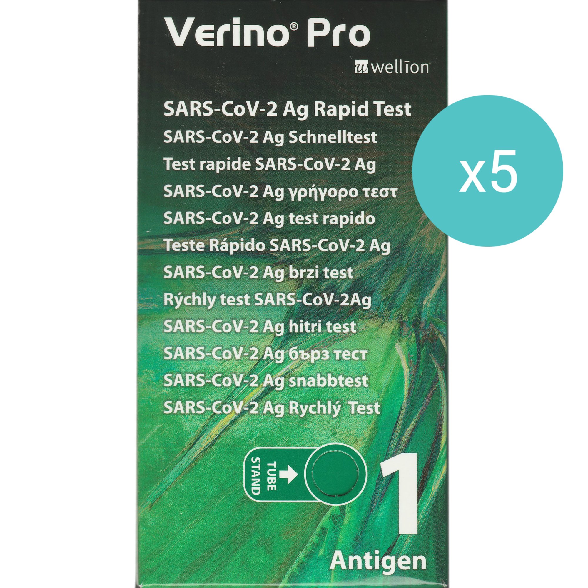 Wellion Σετ Wellion Verino Pro Sars-Cov-2 Ag Rapid Self Test Διαγνωστικά Τεστ Covid-19 Ταχείας Ανίχνευσης Αντιγόνου με Ρινοφαρυγγικό Δείγμα 5 Τεμάχια