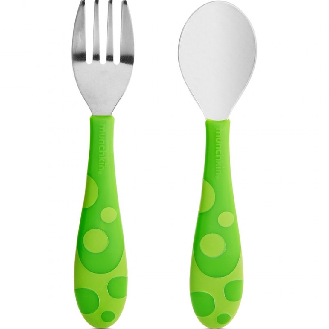 Munchkin Munchkin Toddler Fork & Spoon Set 12m+ Εκπαιδευτικό Σετ Πιρούνι - Κουτάλι 1 Τεμάχιο - Πράσινο