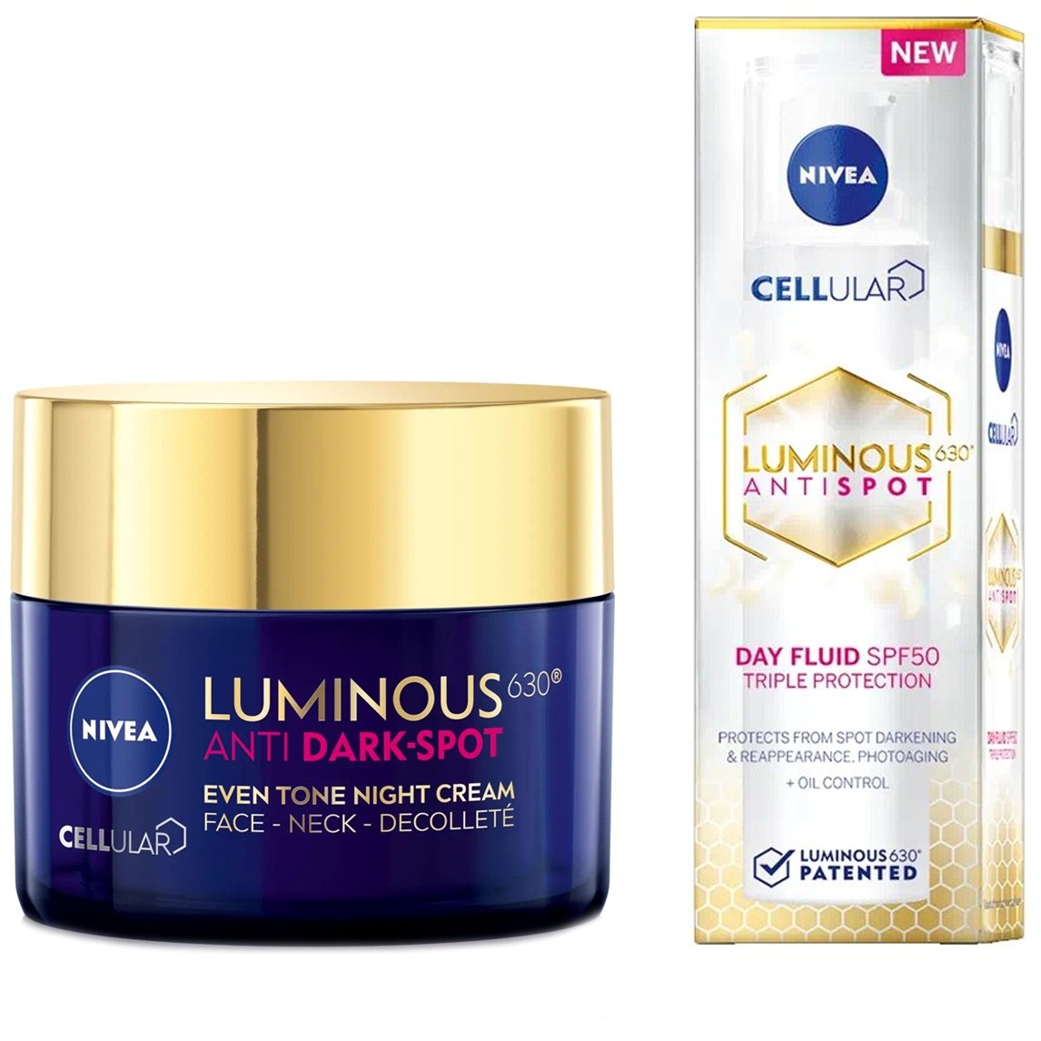 Nivea Nivea Πακέτο Προσφοράς Cellular Luminous 630 Antispot Night Repair Cream 50ml & Antispot Day Fluid Triple Protection Spf50, 40ml