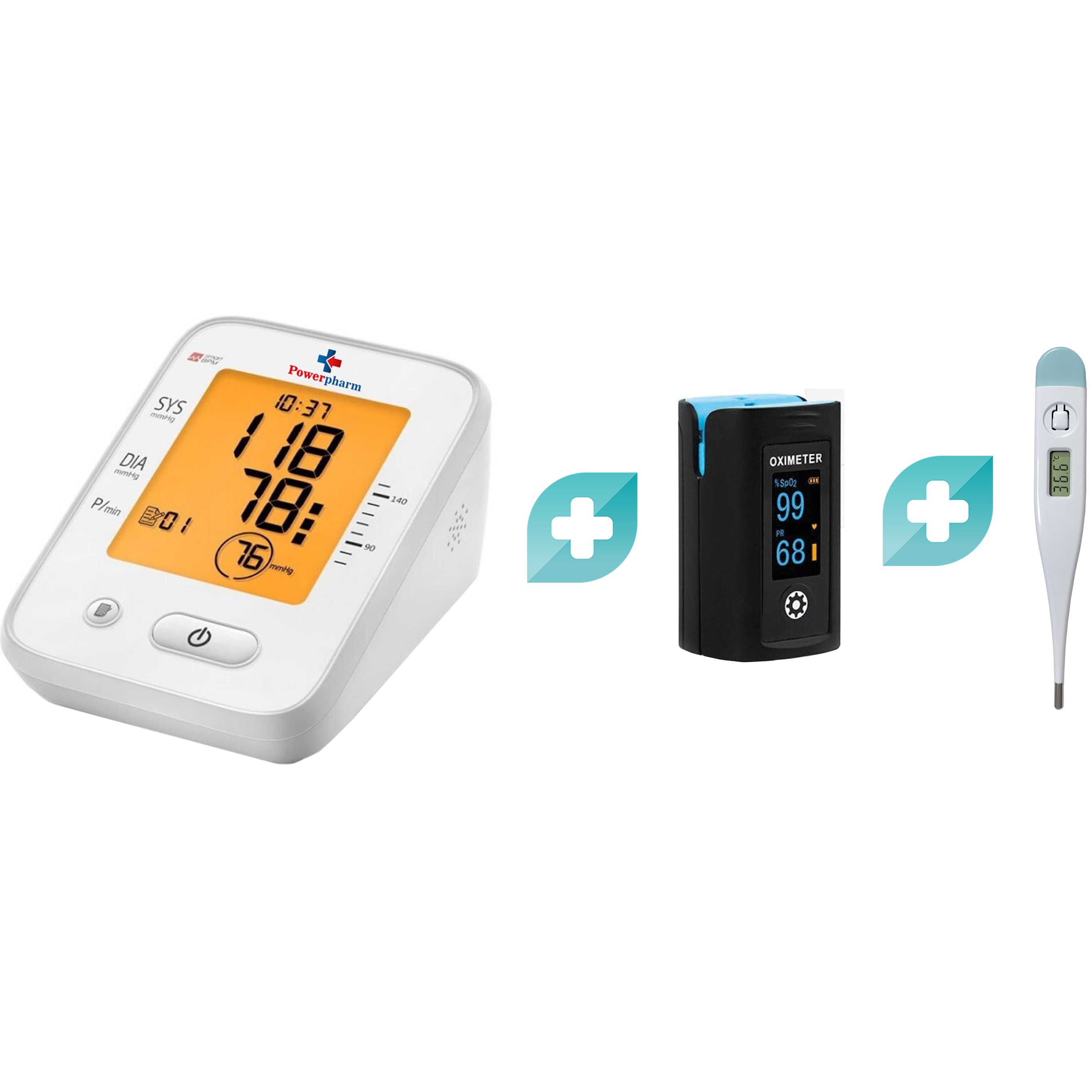 Powerpharm Σετ Powerpharm Electronic Blood Pressure Monitor Κωδ YE660F 1 Τεμάχιο & Δώρο Creative Medical Fingertip Oximeter 1 Τεμάχιο & Δώρο Standard Digital Thermometer 1 Τεμάχιο