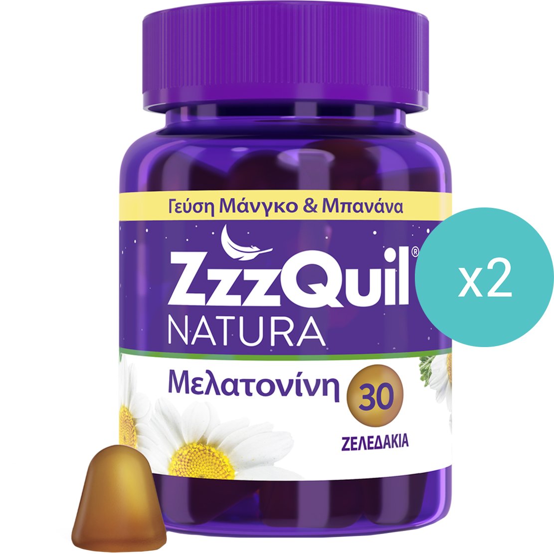 ZzzQuil Σετ ZzzQuil Natura Melatonin Συμπλήρωμα Διατροφής με Μελατονίνη σε Ζελεδάκι για Γρηγορότερο Ύπνο με Γεύση Μπανάνα & Μάνγκο 60 Softgels (2x30 Softgels) - Banana & Mango