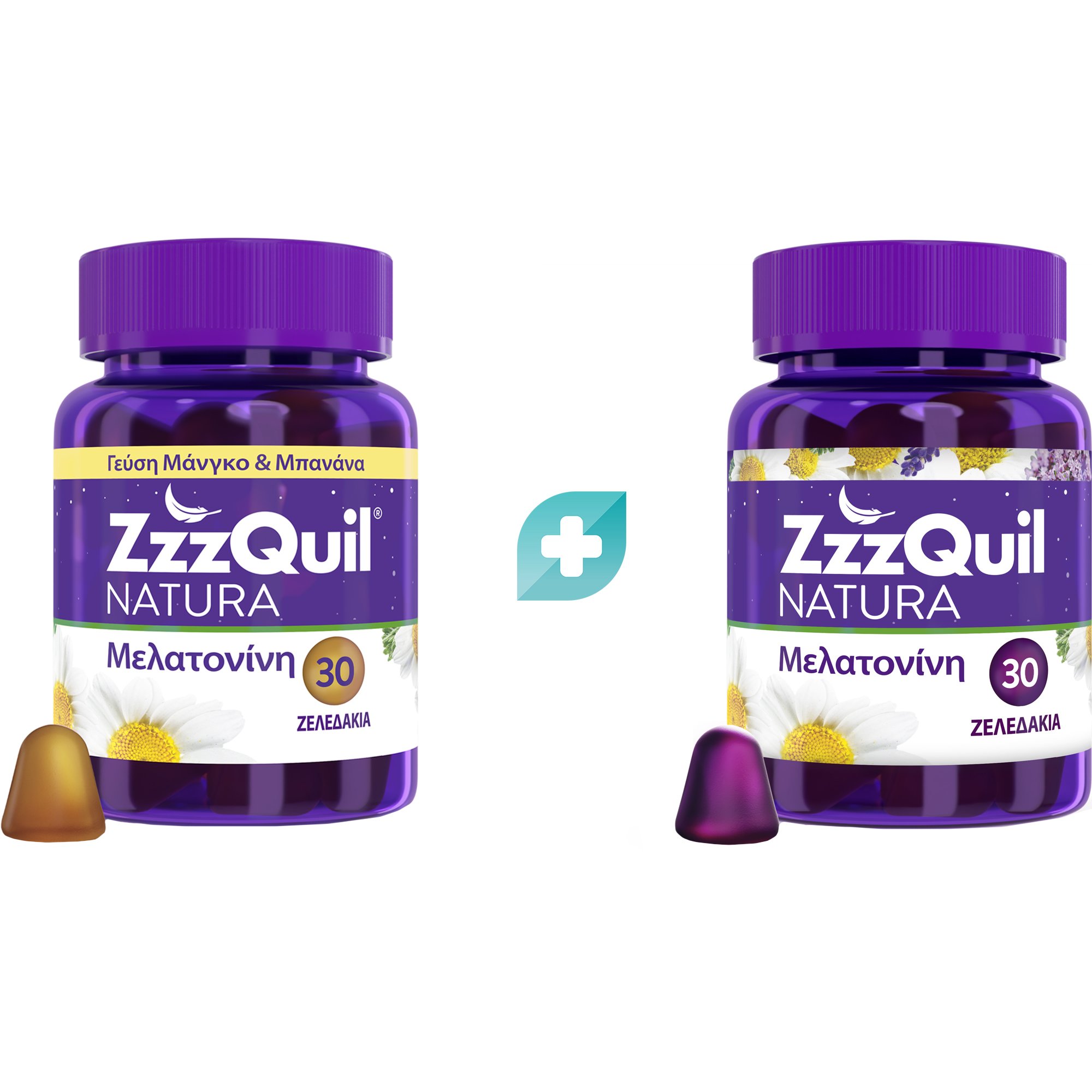 ZzzQuil Σετ ZzzQuil Natura Melatonin Συμπλήρωμα Διατροφής με Μελατονίνη σε Ζελεδάκι για Γρηγορότερο Ύπνο με Γεύση Φρούτα του Δάσους & Μπανάνα με Μάνγκο 30 Softgels - Forest Fruits & 30 Softgels - Banana & Mango