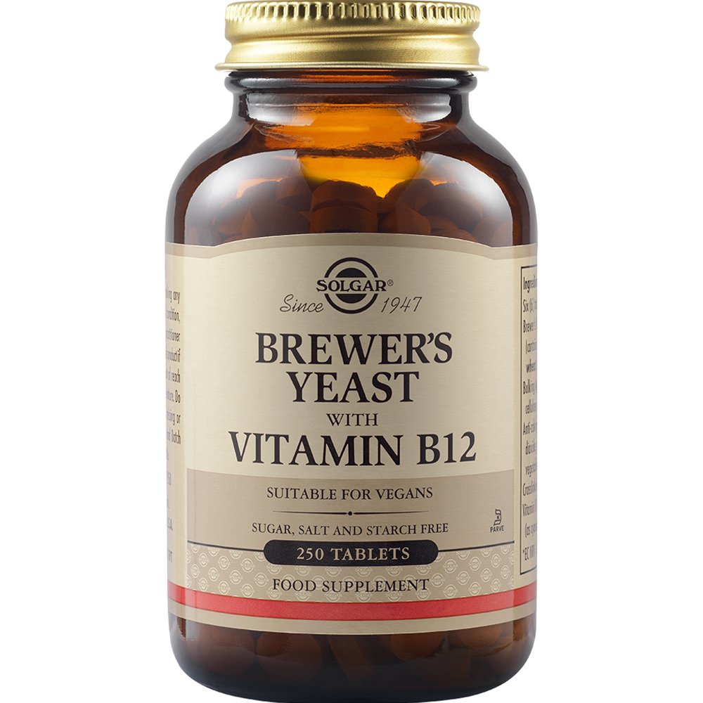 Solgar Solgar Brewer’s Yeast With Vitamin B12 Συμπλήρωμα Διατροφής με Μαγιά Μπύρας Πλούσια σε Βιταμίνη Β12 για την Καλή Υγεία του Νευρικού Συστήματος, Ενίσχυση του Ανοσοποιητικού Κατά της Κόπωσης 250tabs