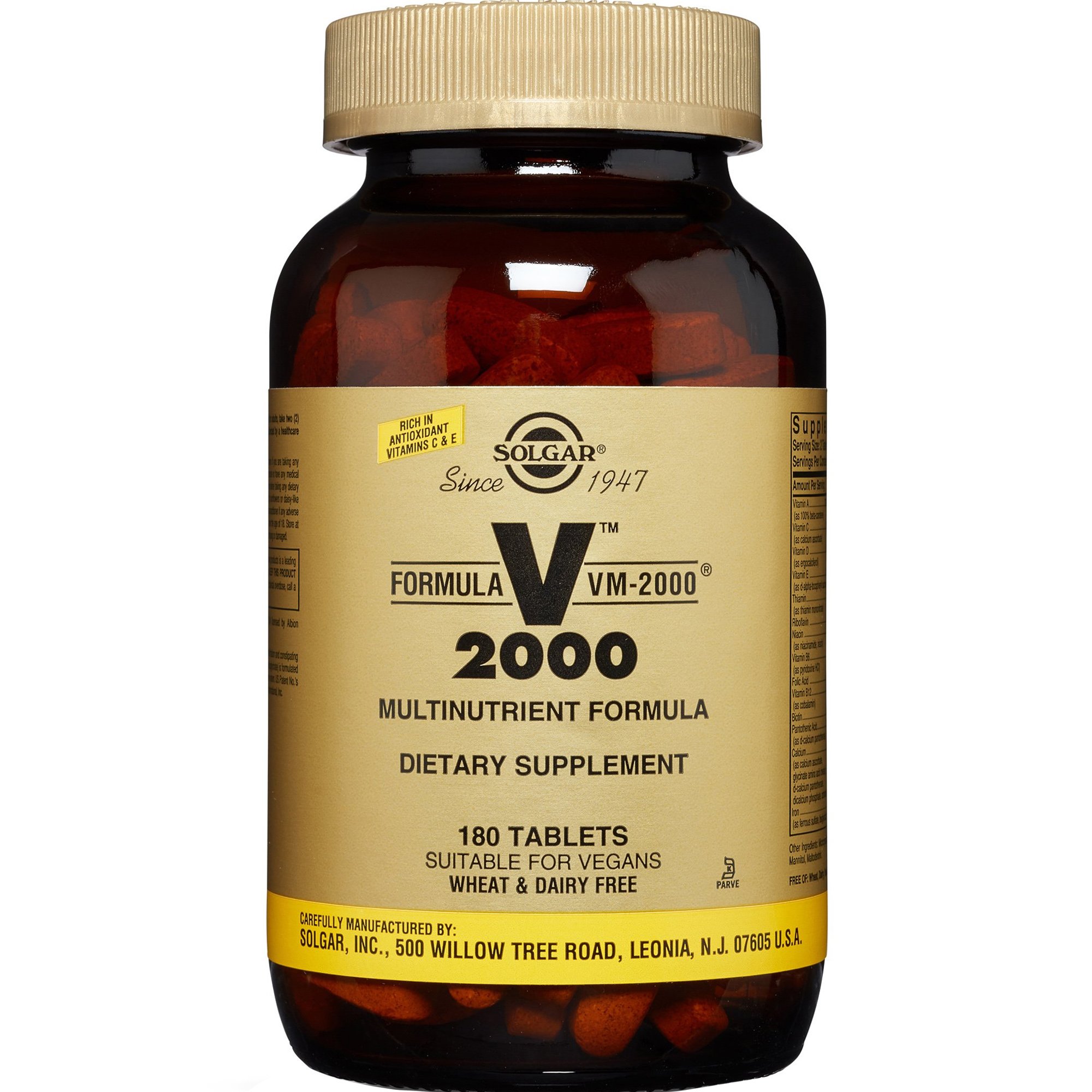 Solgar Formula VM-2000 Συμπλήρωμα Διατροφής Πολυβιταμινών, Μετάλλων & Ιχνοστοιχείων για Ενέργεια, Τόνωση, Πνευματική Διαύγεια & Δυνατό Ανοσοποιητικό 180tabs