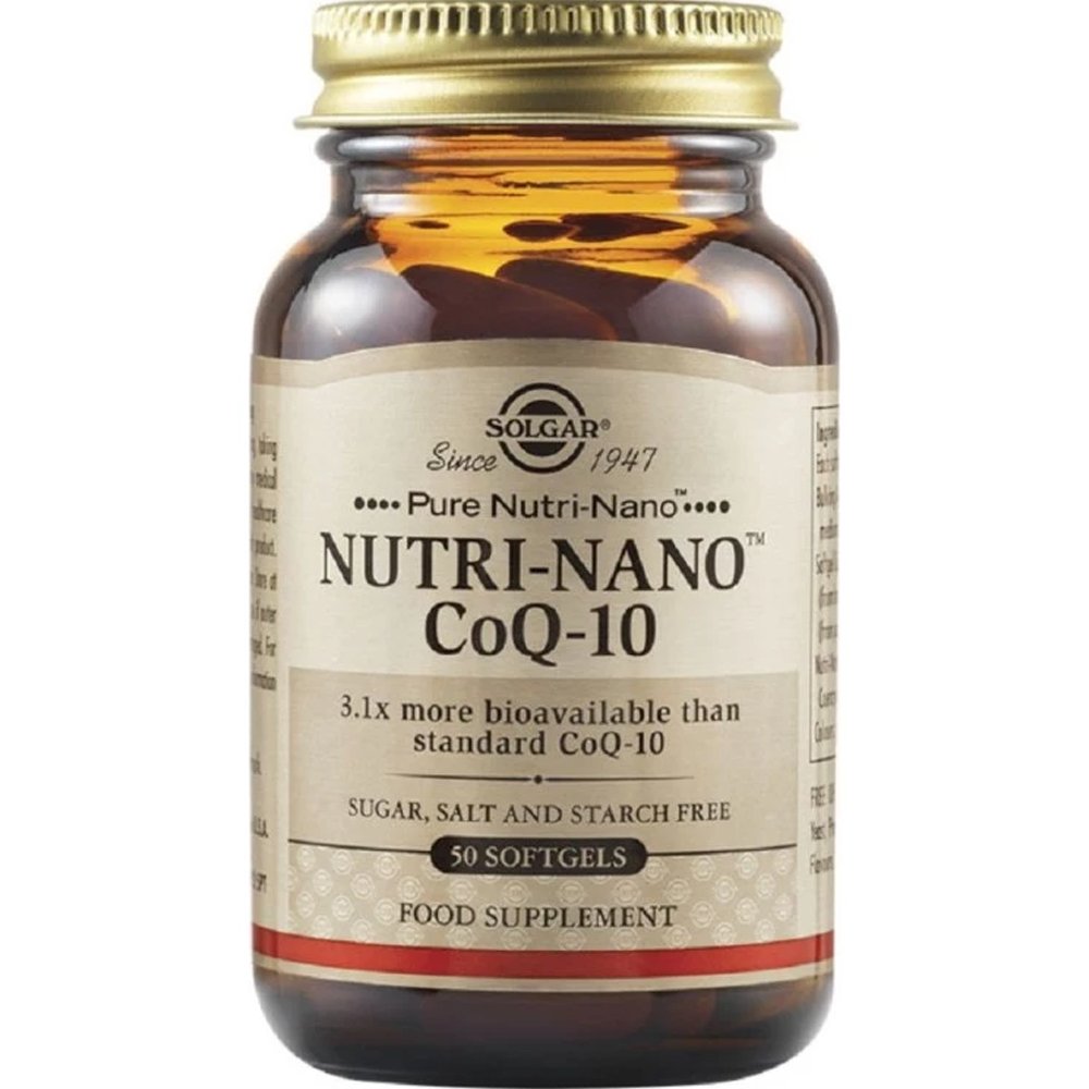 Solgar Solgar Nutri-Nano Coenzyme Q10 Συμπλήρωμα Διατροφής Συνενζύμου Q10 Ειδικής Φόρμουλας Υψηλής Βιοδιαθεσιμότητας για την Ενίσχυση Παραγωγής Ενέργειας σε Κυτταρικό Επίπεδο με Αντιοξειδωτικές Ιδιότητες 50 Softgels