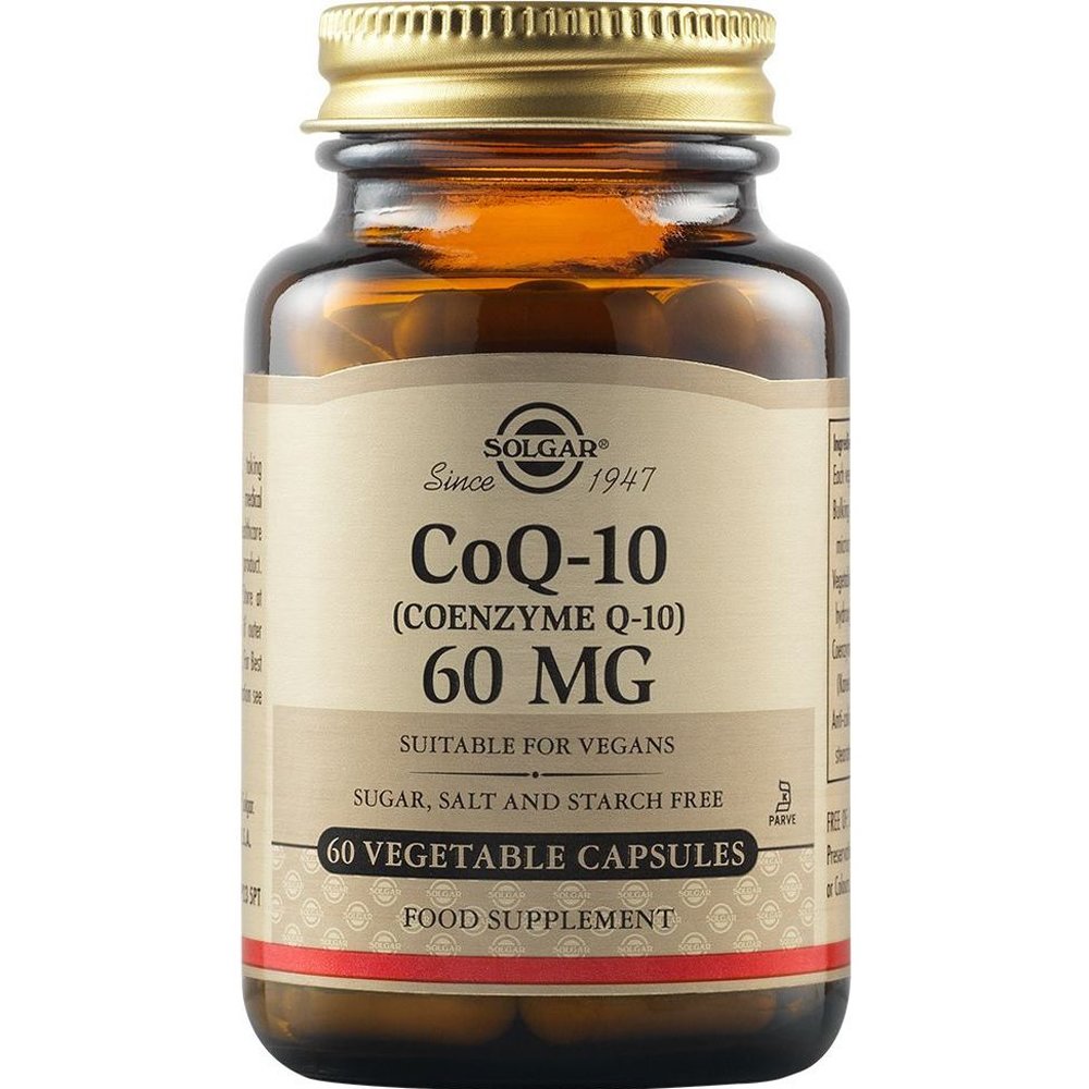 Solgar Coenzyme Q10 60mg Συμπλήρωμα Διατροφής με Συνένζυμο Q10 για την Ενίσχυση Παραγωγής Ενέργειας σε Κυτταρικό Επίπεδο με Αντιοξειδωτικές Ιδιότητες 60veg.caps