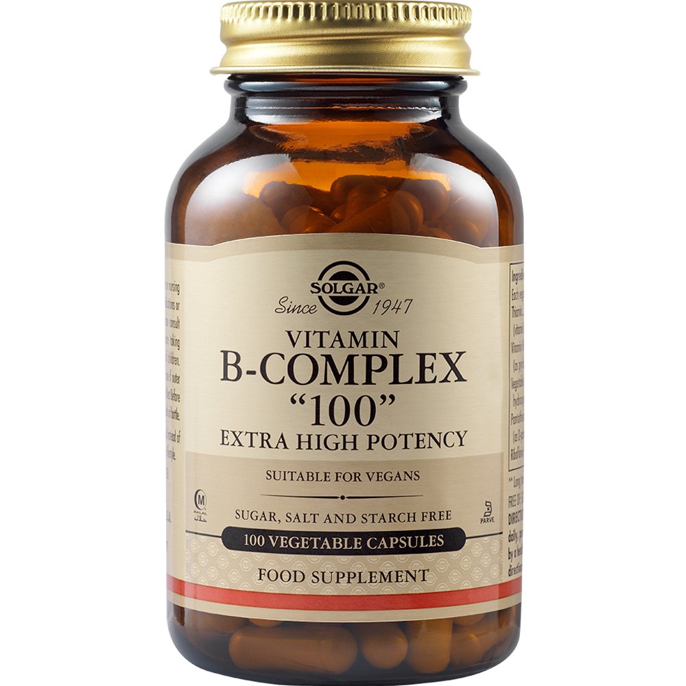 Solgar Formula B-Complex 100mg Συμπλήρωμα Διατροφής Συμπλέγματος Βιταμινών B για την Καλή Λειτουργία του Νευρικού Συστήματος & Ενίσχυση του Μεταβολισμού 100veg.caps