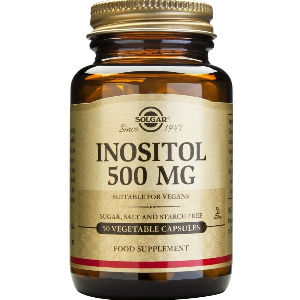 Solgar Inositol 500mg Συμπλήρωμα Διατροφής Ινοσιτόλη για την Ομαλή Λειτουργία του Νευρικού & Μυϊκού Συστήματος & Μεταβολισμό του Λίπους 50veg.caps