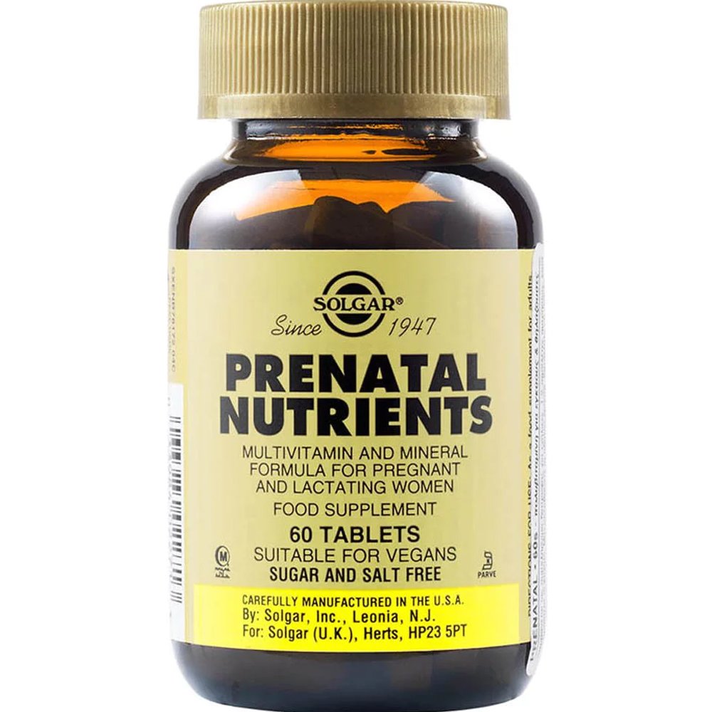 Solgar Solgar Prenatal Nutrients Συμπλήρωμα Διατροφής Πολυβιταμινών, Μετάλλων & Ιχνοστοιχείων για την Υποστήριξη της Εγκυμοσύνης & του Θηλασμού 60tabs