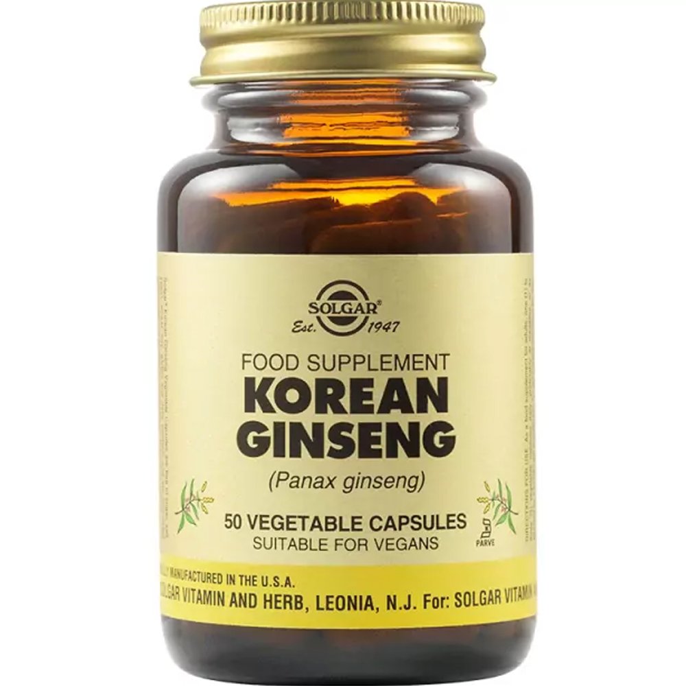 Solgar Solgar Korean Ginseng Συμπλήρωμα Διατροφής Εκχυλίσματος Κορεάτικου Τζίνσενγκ για Ενέργεια & Τόνωση 50veg.caps