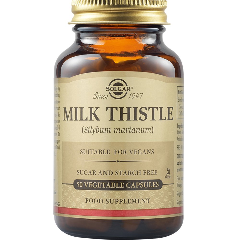 Solgar Milk Thistle Συμπλήρωμα Διατροφής με Εκχύλισμα Γαϊδουράγκαθου για την Προστασία του Ήπατος με Αντιφλεγμονώδεις & Αντιοξειδωτικές Ιδιότητες 50veg.caps