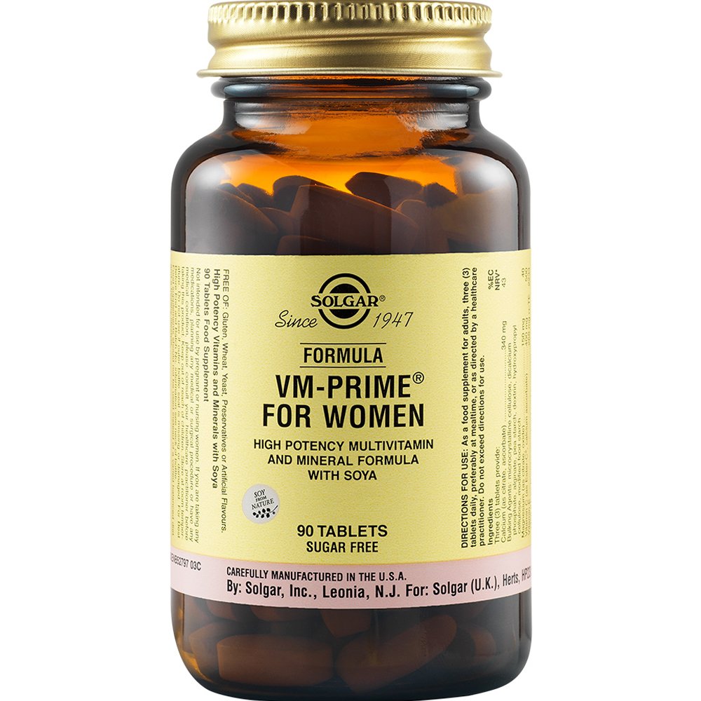 Solgar VM-Prime for Women Συμπλήρωμα Διατροφής Πολυβιταμινών, Μετάλλων & Ιχνοστοιχείων Κατά της Κόπωσης για Ενίσχυση του Ανοσοποιητικού & Ορμονική Ισορροπία Ειδικά Σχεδιασμένο για Γυναίκες Άνω των 50 90tabs φωτογραφία