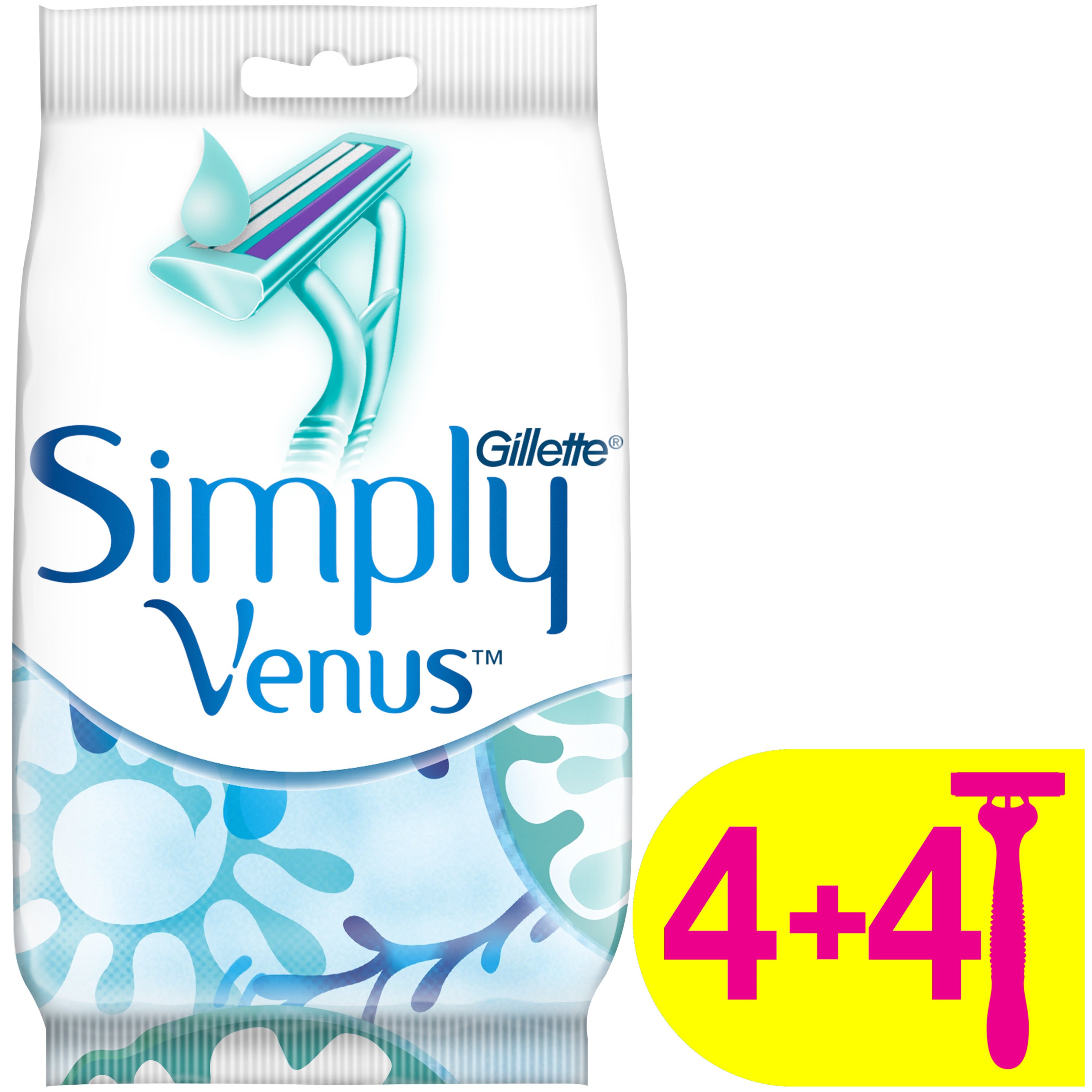 Gillette Gillette Simply Venus 2 Disposable Razors Γυναικεία Ξυραφάκια με 2 Λεπίδες για Απαλό Ξύρισμα 8 Τεμάχια