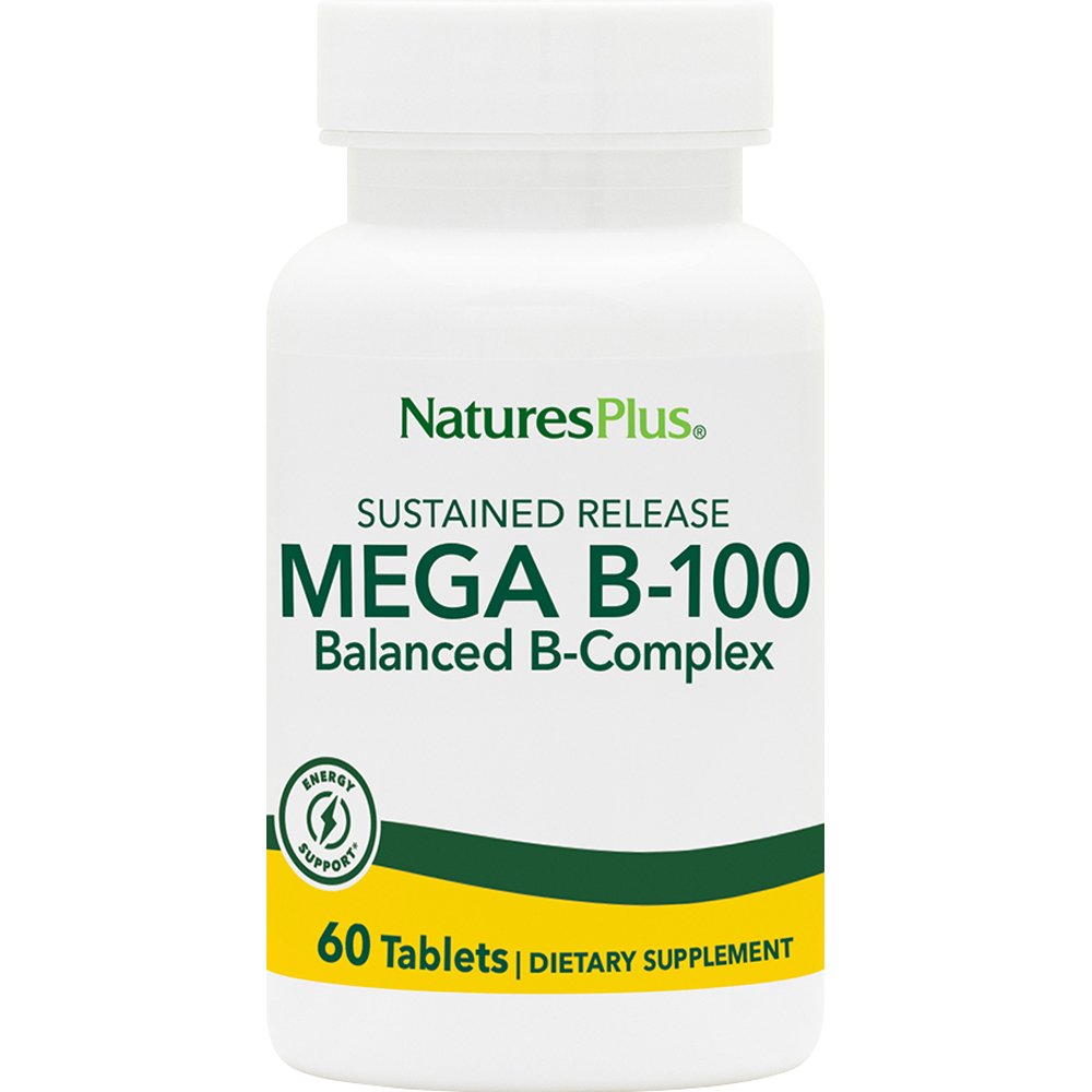 Natures Plus Natures Plus Mega Vitamin B-100 Complex Συμπλήρωμα Διατροφής Συμπλέγματος Βιταμινών B για την Καλή Υγεία του Νευρικού & Ανοσοποιητικού Συστήματος Κατά της Κούρασης 60tabs