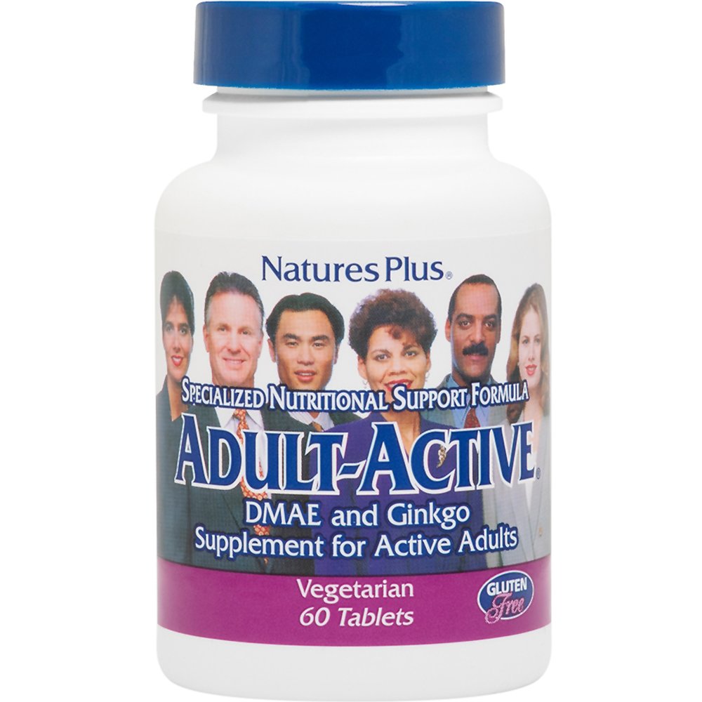 Natures Plus Natures Plus Adult Active DMAE & Ginkgo Biloba Συμπλήρωμα Διατροφής για τη Βελτίωση της Μνήμης, Ενίσχυση των Νοητικών Λειτουργιών & Αύξηση Συγκέντρωσης 60tabs