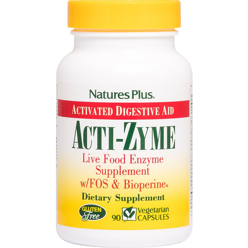 Natures Plus Natures Plus Acti-Zyme Συμπλήρωμα Διατροφής Προβιοτικών, Πρεβιοτικών & Πεπτικών Ενζύμων για Ενίσχυση της Πέψης & Αντιμετώπιση Γαστροπεπτικών Διαταραχών 90caps