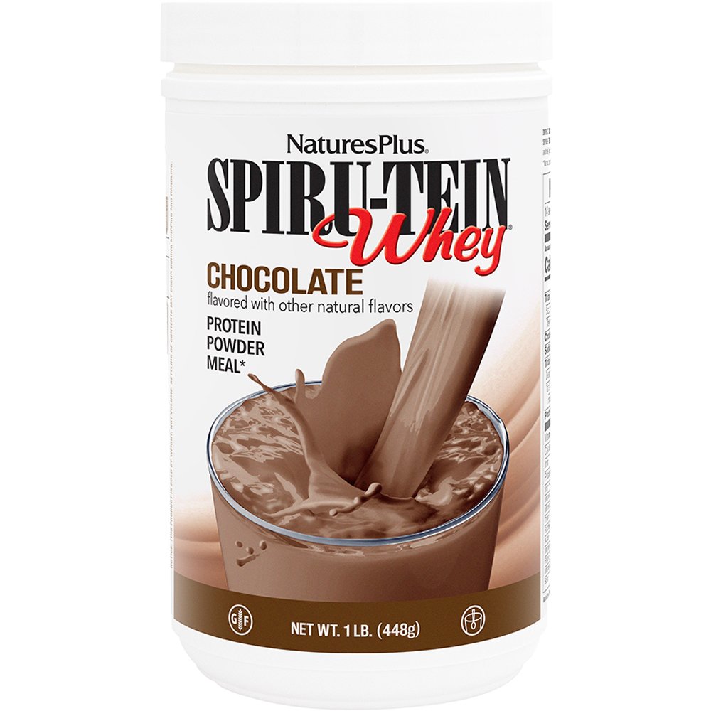 Natures Plus Natures Plus Spiru-Tein Whey Protein Συμπλήρωμα Διατροφής Πρωτεΐνης Ορού Γάλακτος Βιταμινών, Μετάλλων & Σπιρουλίνας για Ενδυνάμωση, Αύξηση & Διατήρηση Μυϊκής Μάζας με Γεύση Σοκολάτα 448g - Chocolate