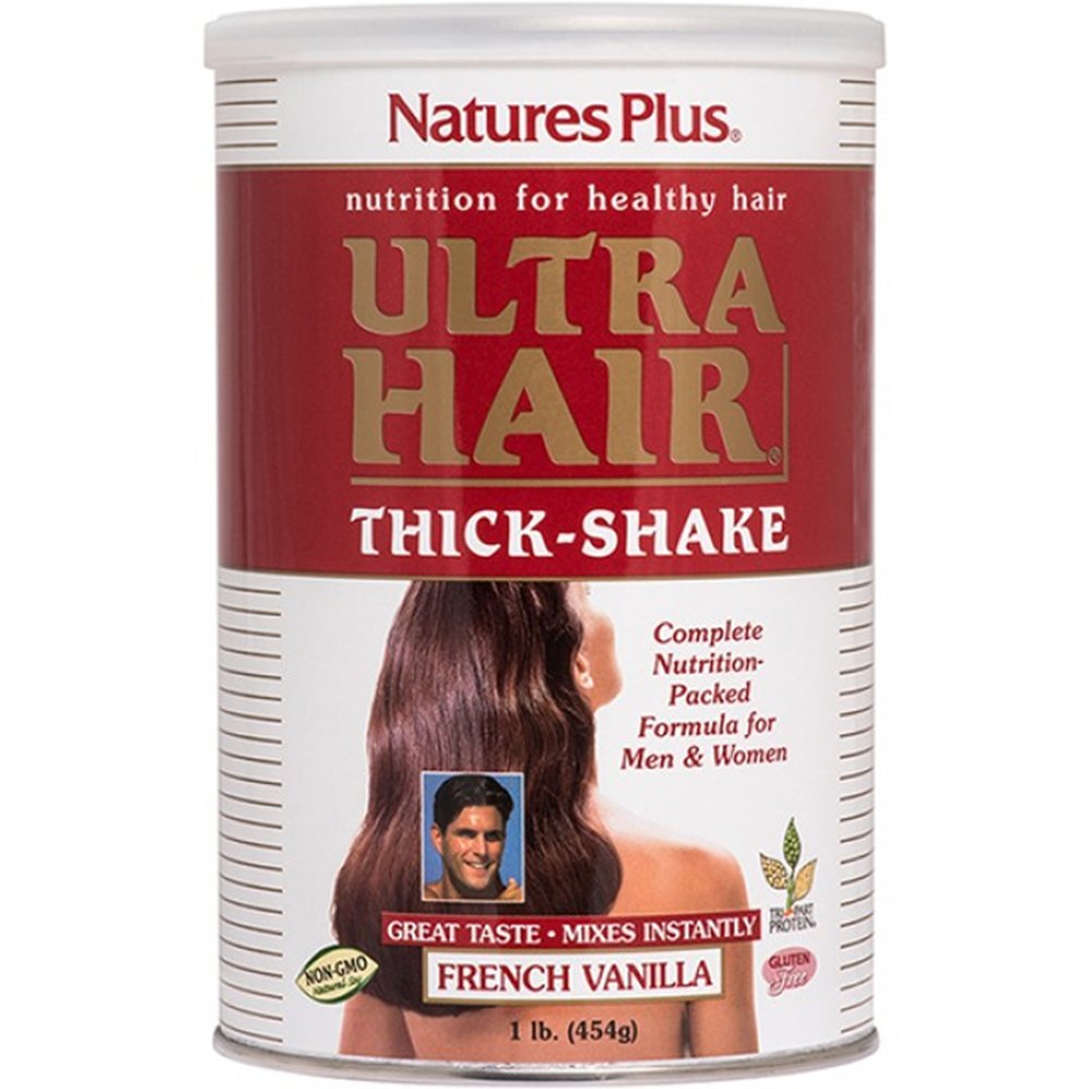 Natures Plus Natures Plus Ultra Hair Thick-Shake Συμπλήρωμα Διατροφής Πρωτεΐνης, Βιταμινών, Μετάλλων & Ιχνοστοιχείων για Ενδυνάμωση της Τρίχας & του Τριχοθήλακα Κατά της Τριχόπτωσης με Γεύση Βανίλια 454g - French Vanilla