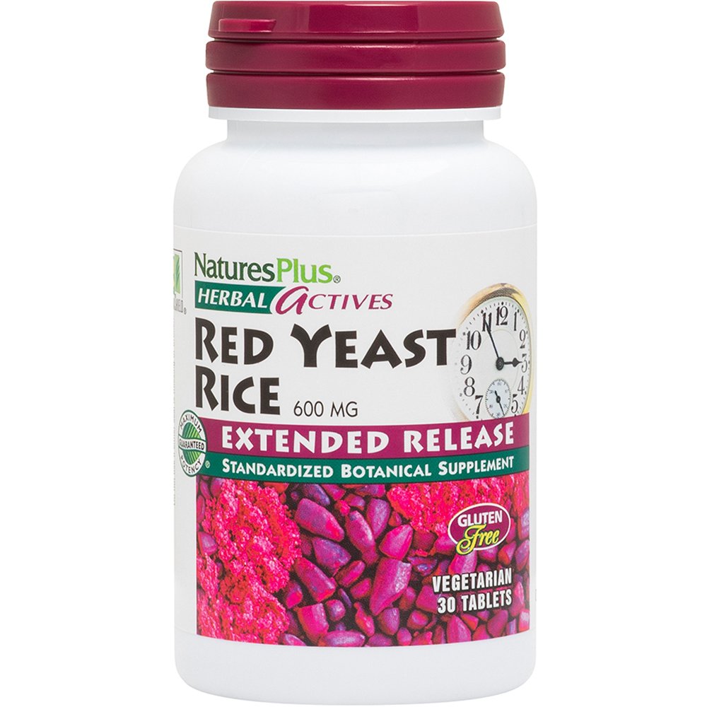 Natures Plus Natures Plus Red Yeast Rice 600mg Συμπλήρωμα Διατροφής Συμπυκνωμένου Εκχυλίσματος Κόκκινης Μαγιάς Ανεπτυγμένης σε Ρύζι Παρατεταμένης Αποδέσμευσης για την Προστασία του Καρδιαγγειακού Συστήματος Κατά της Χοληστερίνης 30tabs