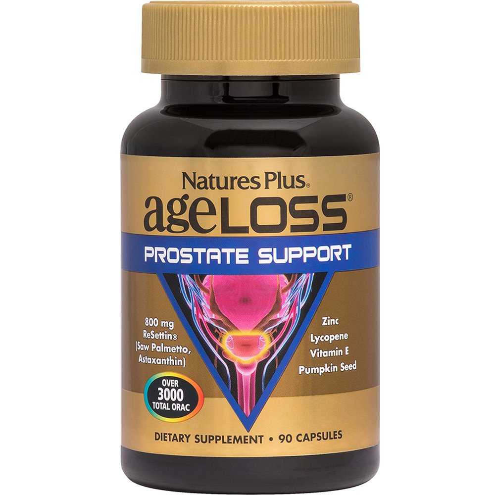 Natures Plus Natures Plus Ageloss Prostate Support Συμπλήρωμα Διατροφής Φυτικών Εκχυλισμάτων & Βιταμινών για την Υποστήριξη της Καλής Υγείας του Προστάτη με Αντιφλεγμονώδεις & Αντιοξειδωτικές Ιδιότητες 90caps