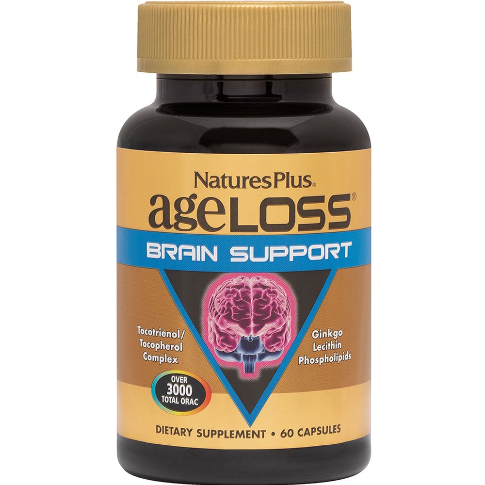 Natures Plus Natures Plus Ageloss Brain Support Συμπλήρωμα Διατροφής Βιταμινών, Μετάλλων & Αμινοξέων με Ισχυρές Αντιοξειδωτικές Ιδιότητες για την Υποστήριξη των Εγκεφαλικών Λειτουργιών, Νευρογέννεση Κατά της Εγκεφαλικής Γήρανσης 60caps