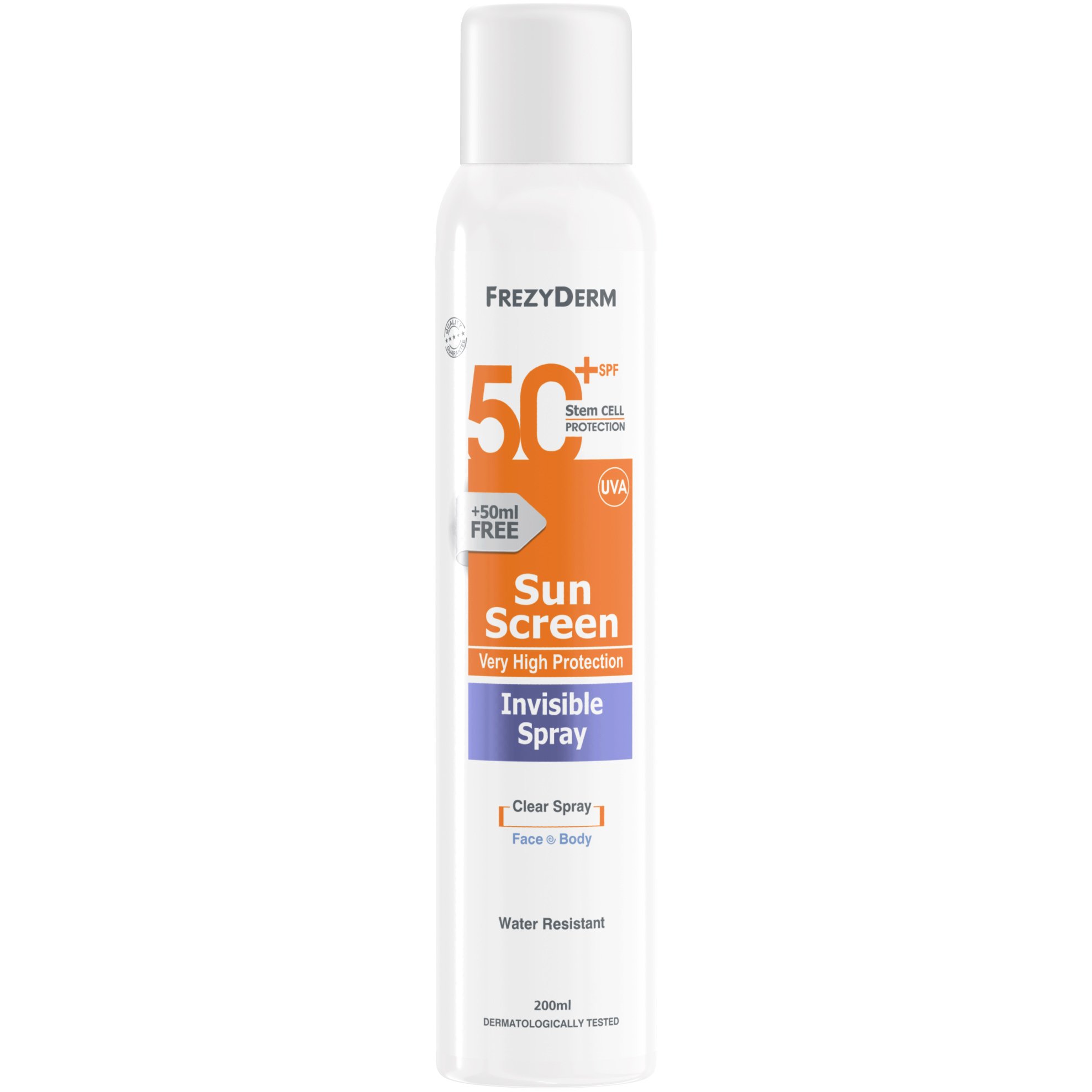 Frezyderm Frezyderm Sun Screen Invisible Spray Spf50+ Διάφανο Αντηλιακό Προσώπου Σώματος Πολύ Υψηλής Προστασίας Ανθεκτικό στο Νερό 200ml