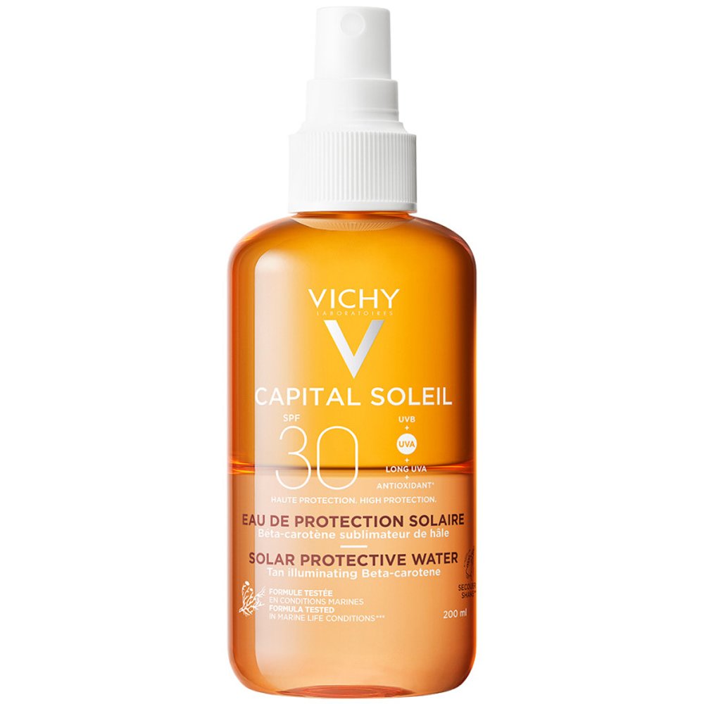 Vichy Vichy Capital Soleil Spf30 Νερό Υψηλής Προστασίας από τον Ήλιο με Βήτα Καροτίνη για Λαμπερό Μαύρισμα 200ml