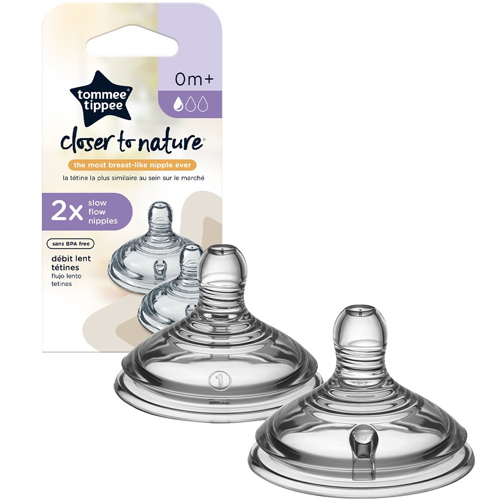 Tommee Tippee Tommee Tippee Closer to Nature Anti-Colic Slow Flow Teats 0m+ Θηλή Σιλικόνης Αργής Ροής Κατά των Κολικών 2 Τεμάχια, Κωδ 424584