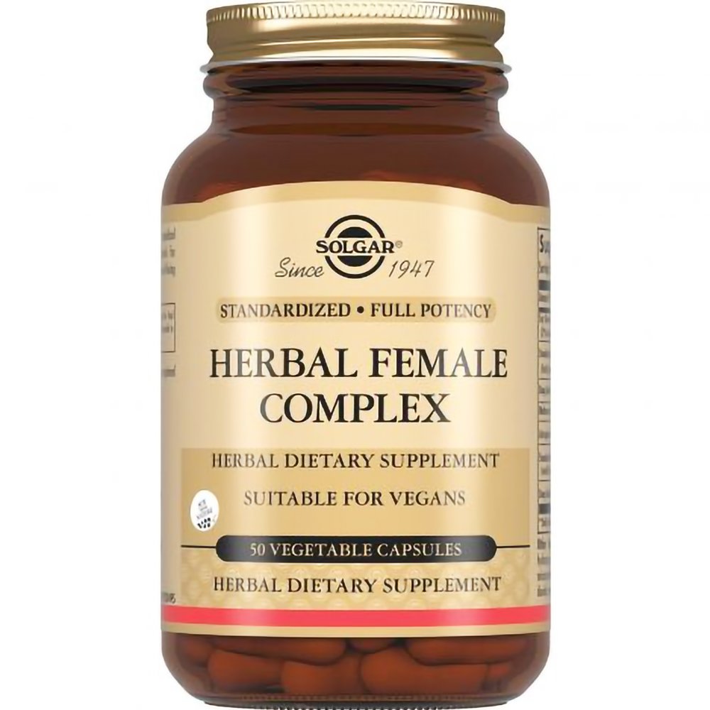 Solgar Herbal Female Complex Συμπλήρωμα Διατροφής Φυτικών Εκχυλισμάτων για την Αντιμετώπιση Προεμμηνορυσιακών Συμπτωμάτων & Γυναικείας Ορμονικής Ισορροπίας 50veg.caps