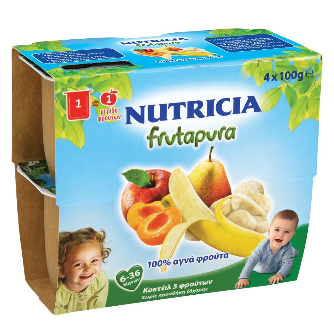 Nutricia Nutricia Frutapura Έτοιμη Φρουτόκρεμα 5 Φρούτων από 6-36 Μηνών 4x100gr