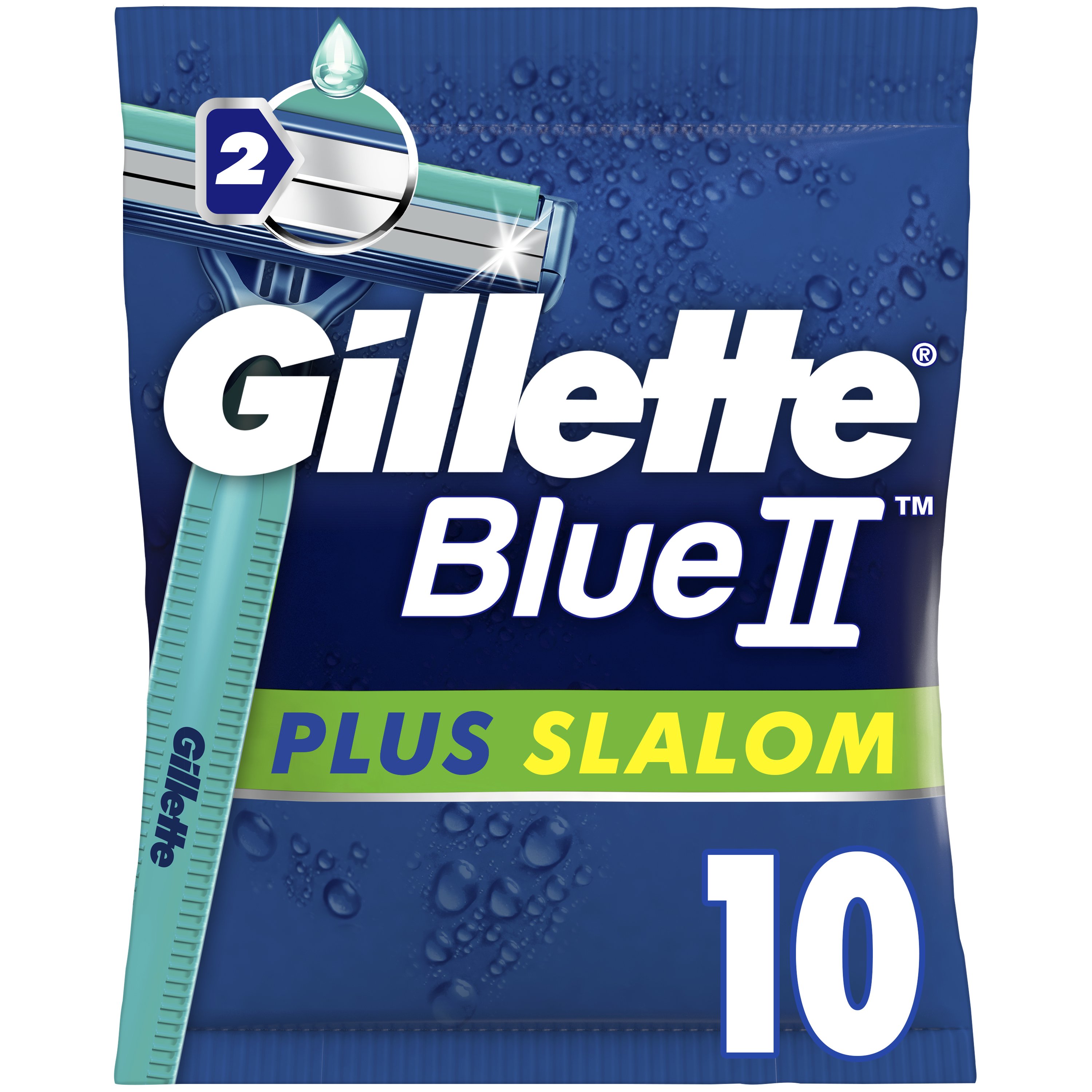 Gillette Gillette Blue II Plus Slalom Ξυραφάκια με 2 Λεπίδες & Ταινία από Aloe για Προστασία του Δέρματος από τους Ερεθισμούς 10 Τεμάχια