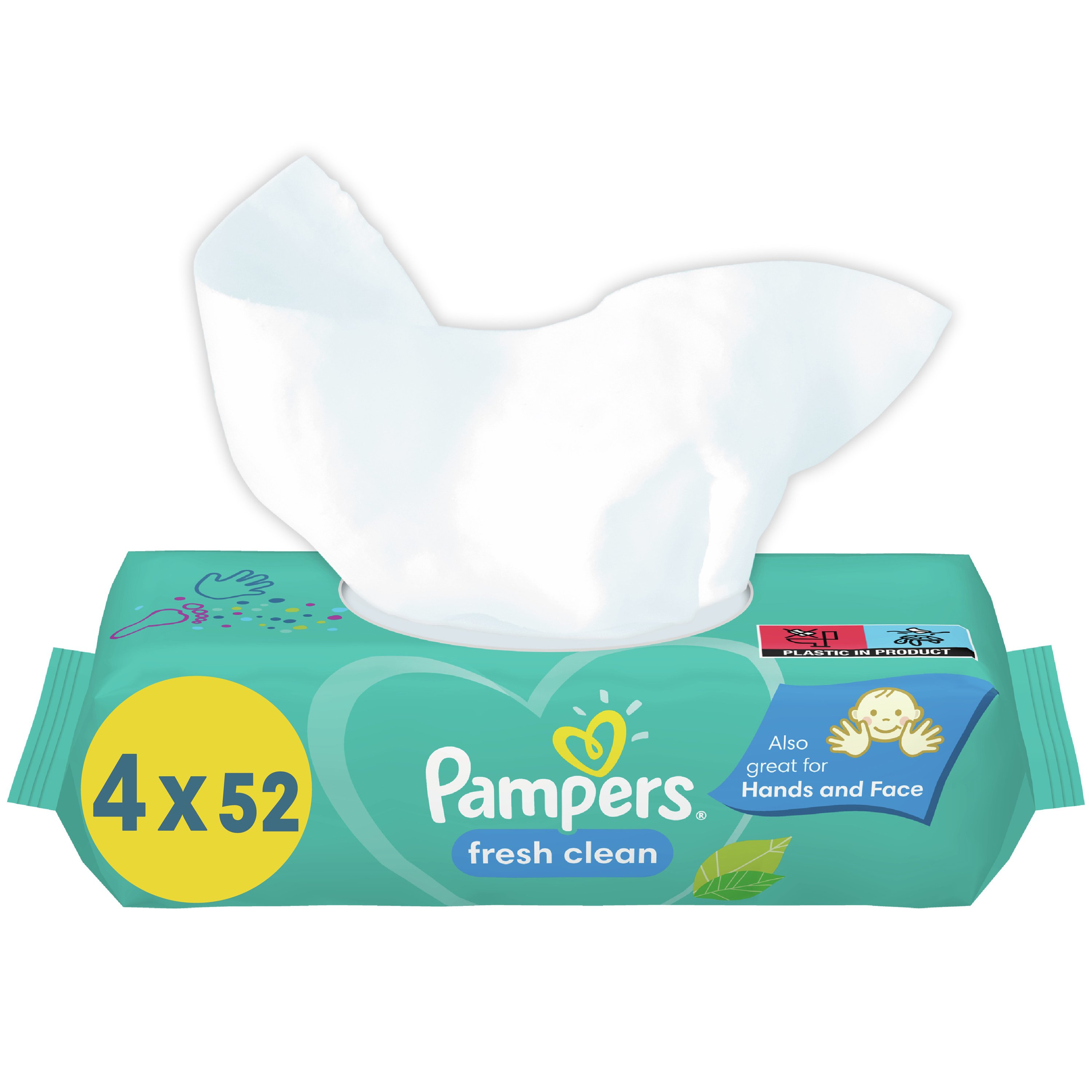 Pampers Pampers Fresh Clean Wipes Απαλά Μωρομάντηλα με Υπέροχο Άρωμα Φρεσκάδας 208 Τεμάχια (4x52 Τεμάχια)