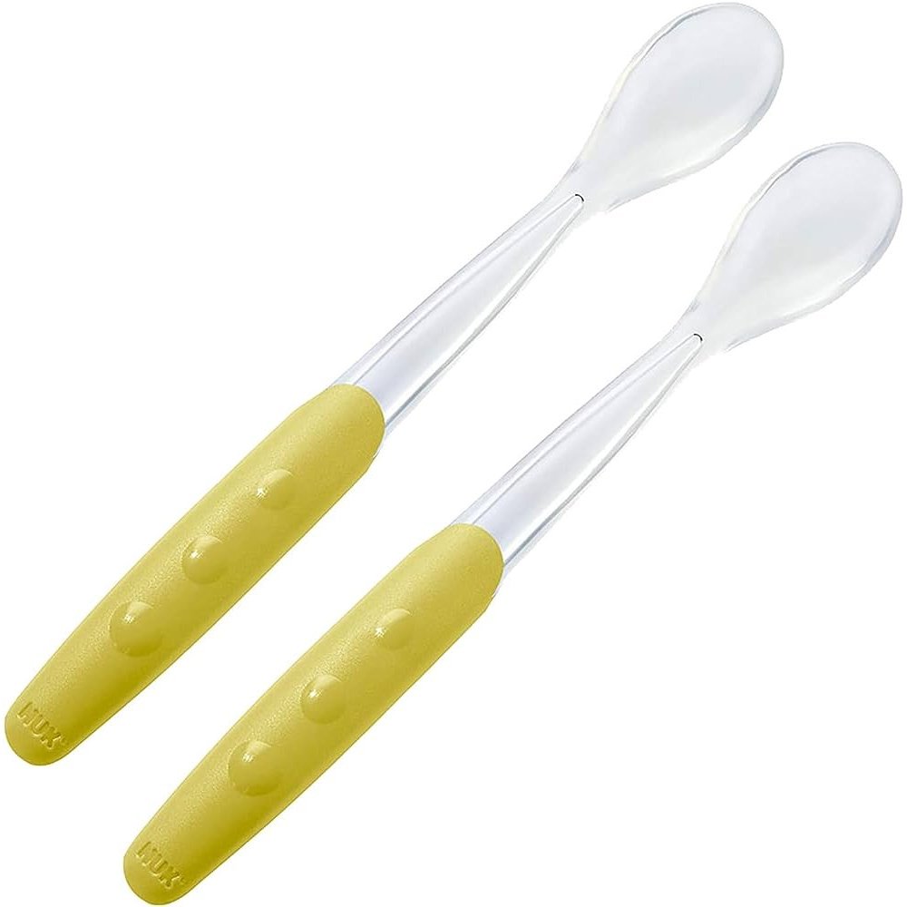 Nuk Nuk Easy Learning Soft Feeding Spoon 4m+ Μαλακό Κουτάλι Φαγητού με Αντιολισθητική Μακριά Λαβή 2 Τεμάχια - Πράσινο