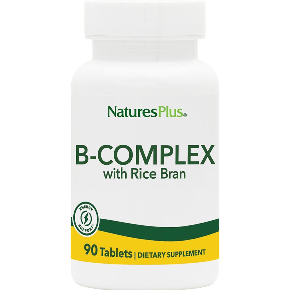 Natures Plus Natures Plus Vitamin B-Complex with Rice Bran Συμπλήρωμα Διατροφής Συμπλέγματος Βιταμινών B για την Καλή Υγεία του Νευρικού & Ανοσοποιητικού Συστήματος Κατά της Κούρασης 90tabs