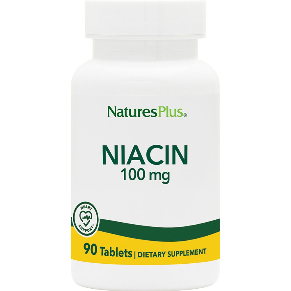 Natures Plus Natures Plus Niacin 100mg Συμπλήρωμα Διατροφής Νιασίνης (Βιταμίνης Β3) για την Καλή Υγεία της Καρδιάς Κατά της Κόπωσης & Έλεγχο της Χοληστερίνης 90tabs