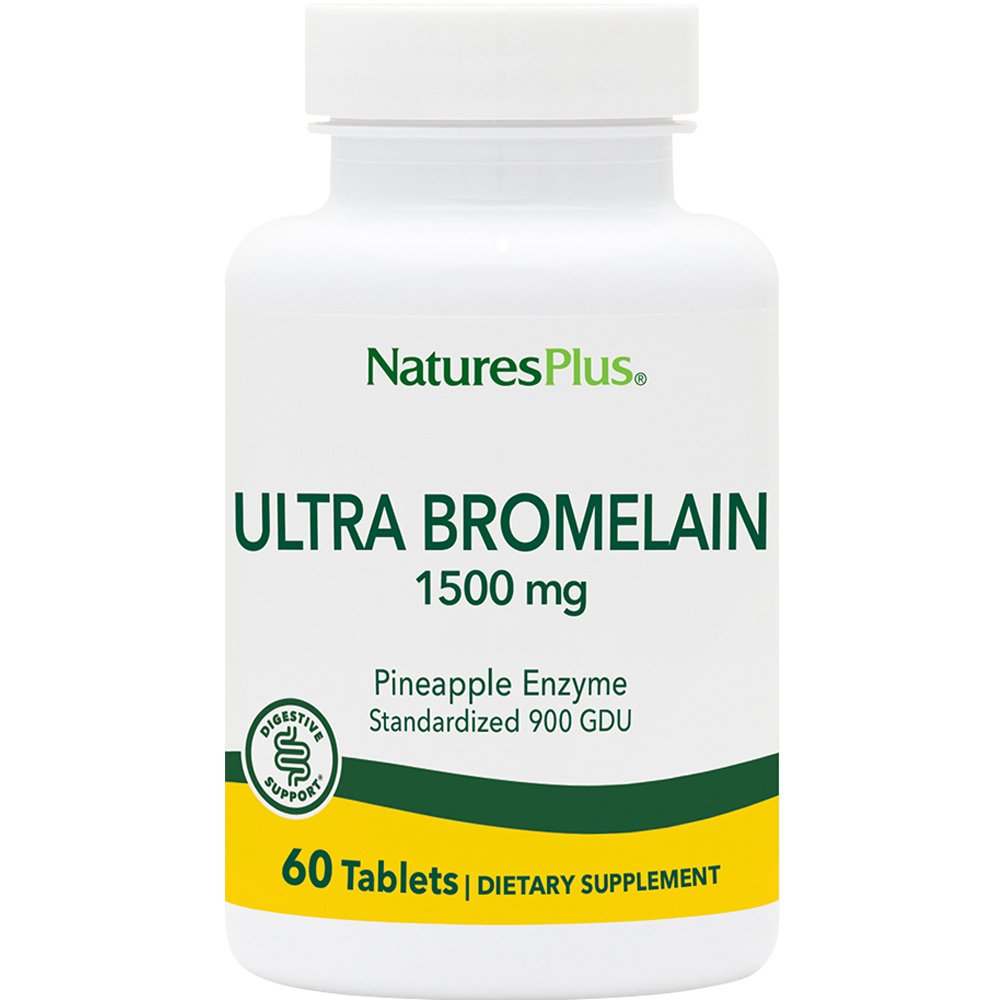 Natures Plus Natures Plus Ultra Bromelain 1500mg Συμπλήρωμα Διατροφής Ενζύμου Βρομελαΐνης Υψηλής Συγκέντρωσης από Ανανά για Υποβοήθηση της Πέψης με Αντιφλεγμονώδης Ιδιότητες που Συμβάλει στην Καλή Υγεία των Αρθρώσεων 60tabs